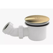 Saturn Brushed Brass Fluted Shower Screen with Shower, Extra Large Tray & Waste