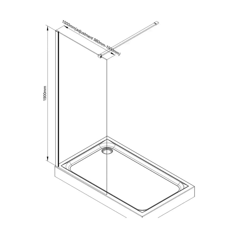Saturn Brushed Brass Fluted Shower Screen with Shower, Extra Large Tray & Waste