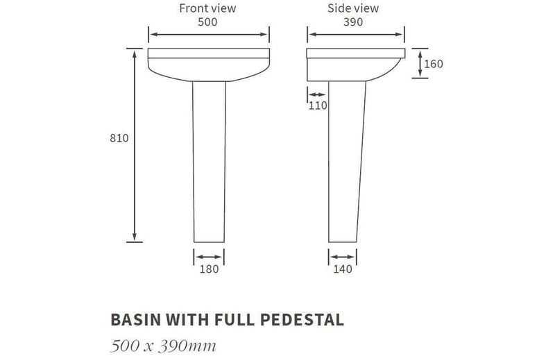 Serpens Basin With Full Pedestal, 500mm Wide