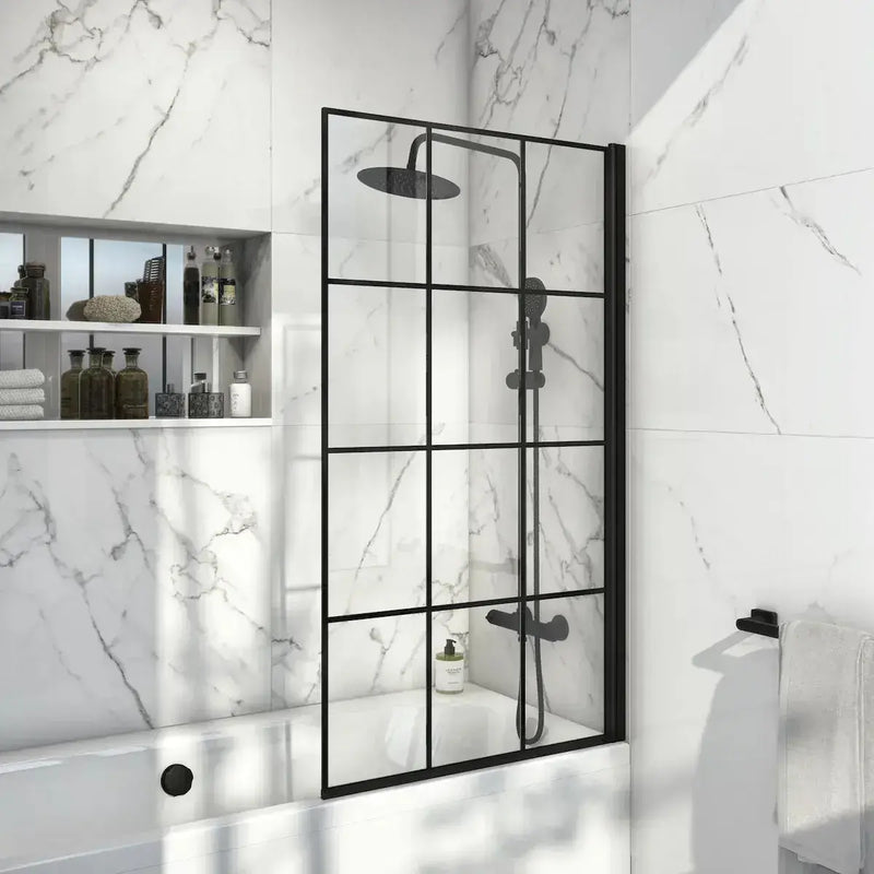 Serpens Bathroom Pack with 1650x700mm Bath, Toilet, Basin, Black Dual Shower and Taps