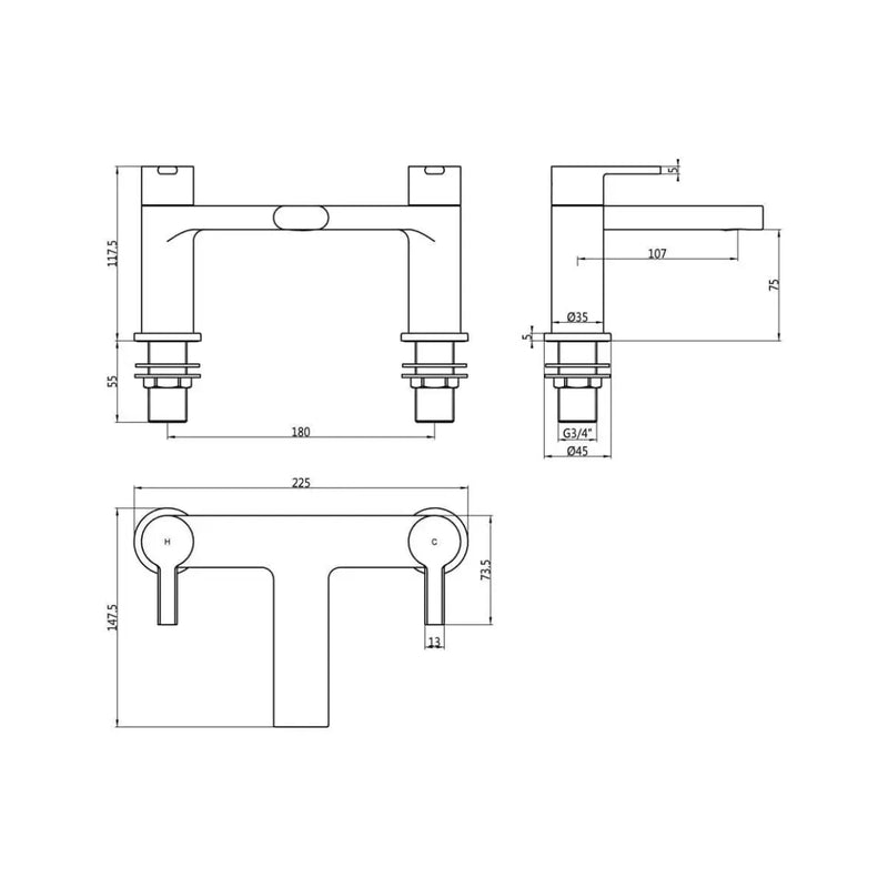 Serpens Brushed Brass Full Bathroom Pack with Taps and Waste
