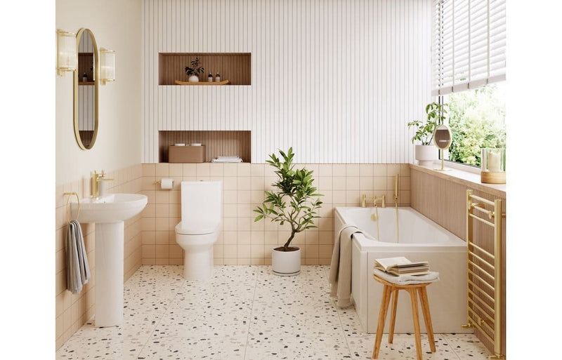 Serpens Brushed Brass Full Bathroom Pack with Taps and Waste