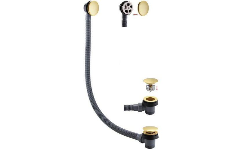 Serpens Brushed Brass Full Bathroom Pack with, Taps, Bath Screen and Dual Shower