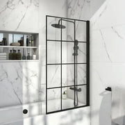 Serpens Matt Black Full Bathroom Pack with Bath Screen, Taps and Dual Shower