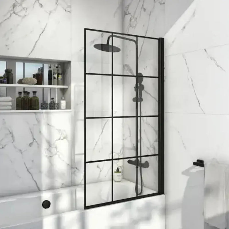 Serpens Matt Black Full Bathroom Pack with Bath Screen, Taps and Dual Shower