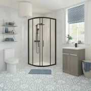 Serpens Matt Black Quadrant Shower Enclosure Pack with Vanity Unit, Toilet, Taps and Dual Shower