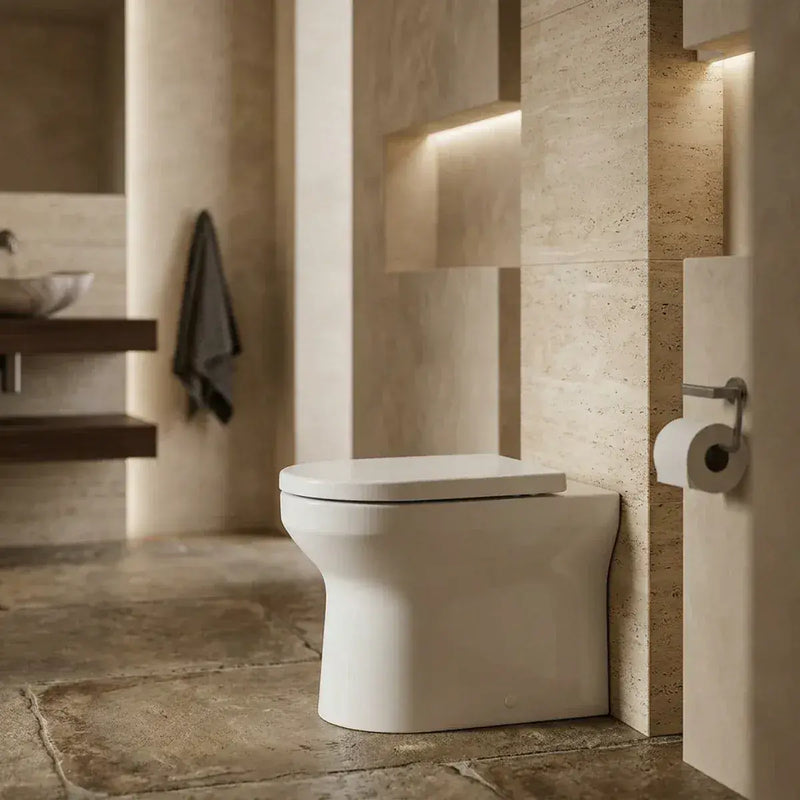 Serpens Rimless Back To Wall Comfort Height Toilet Inc Soft Close Seat