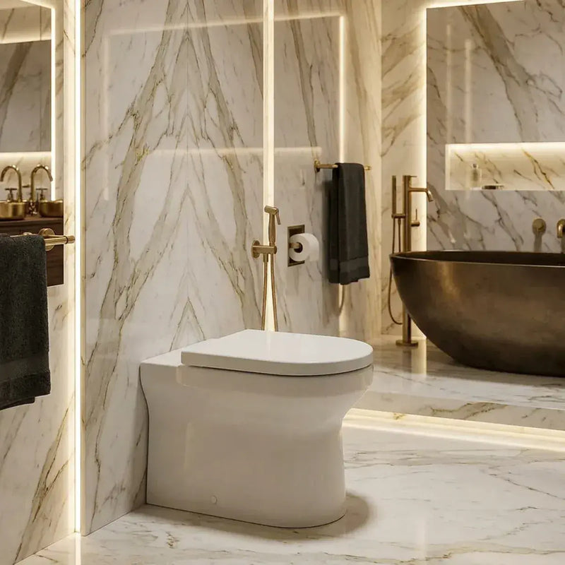 Serpens Rimless Back To Wall Comfort Height Toilet Inc Soft Close Seat