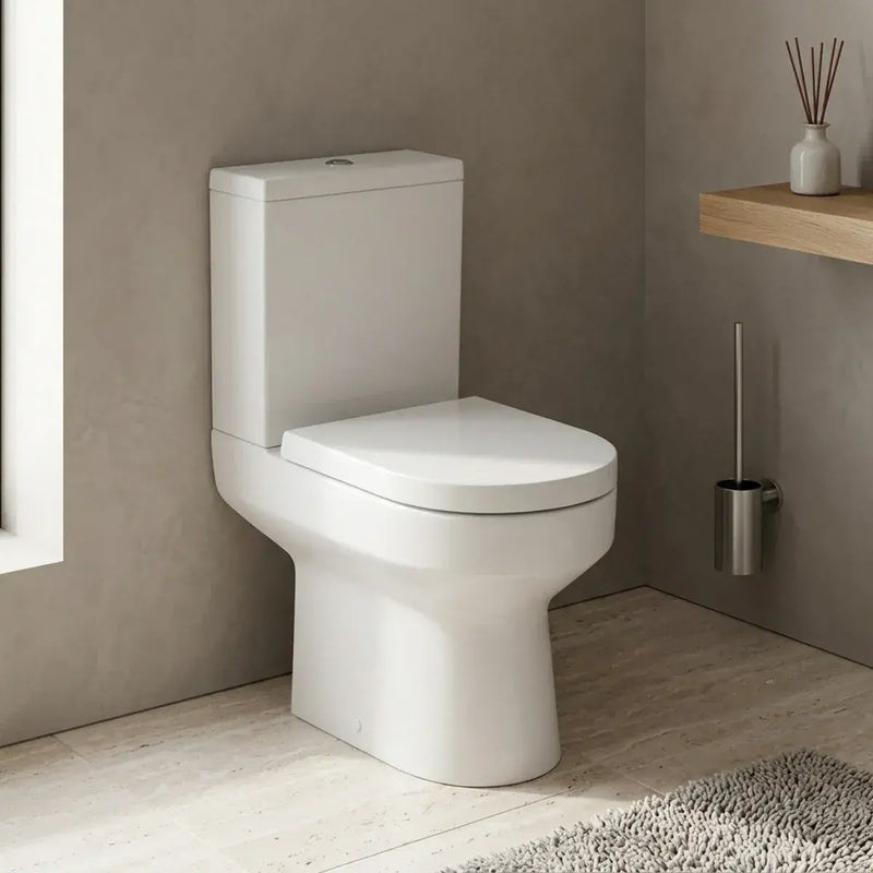 Serpens Rimless Close Coupled Comfort Height Toilet Inc Soft Close Seat