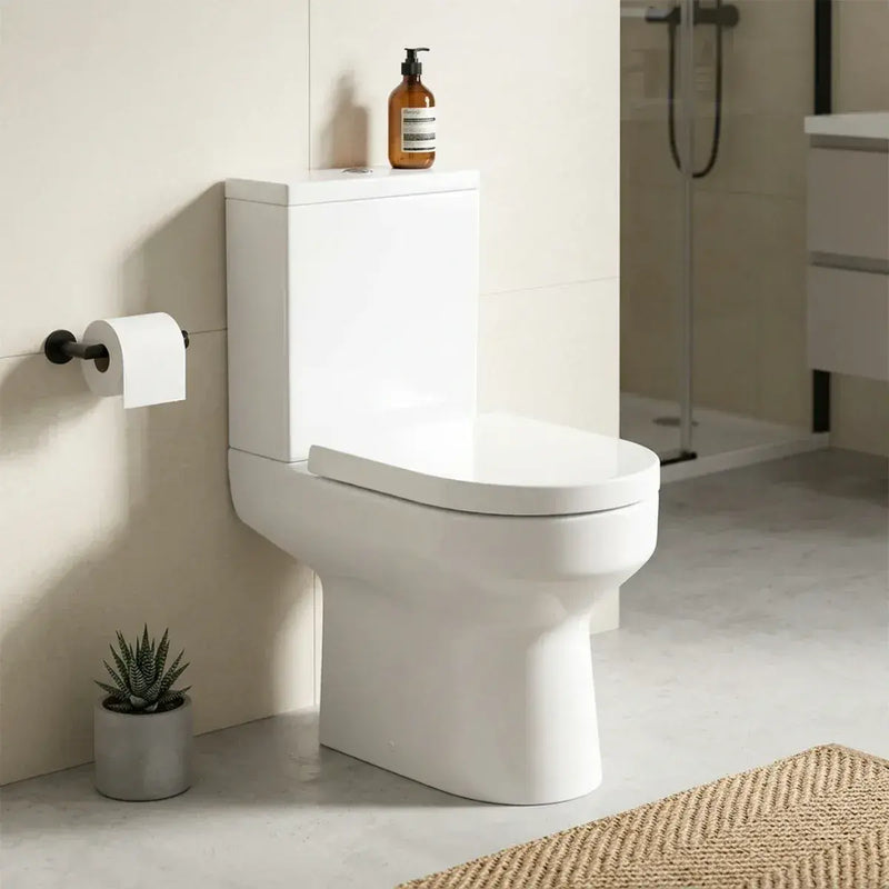 Serpens Rimless Close Coupled Comfort Height Toilet Inc Soft Close Seat