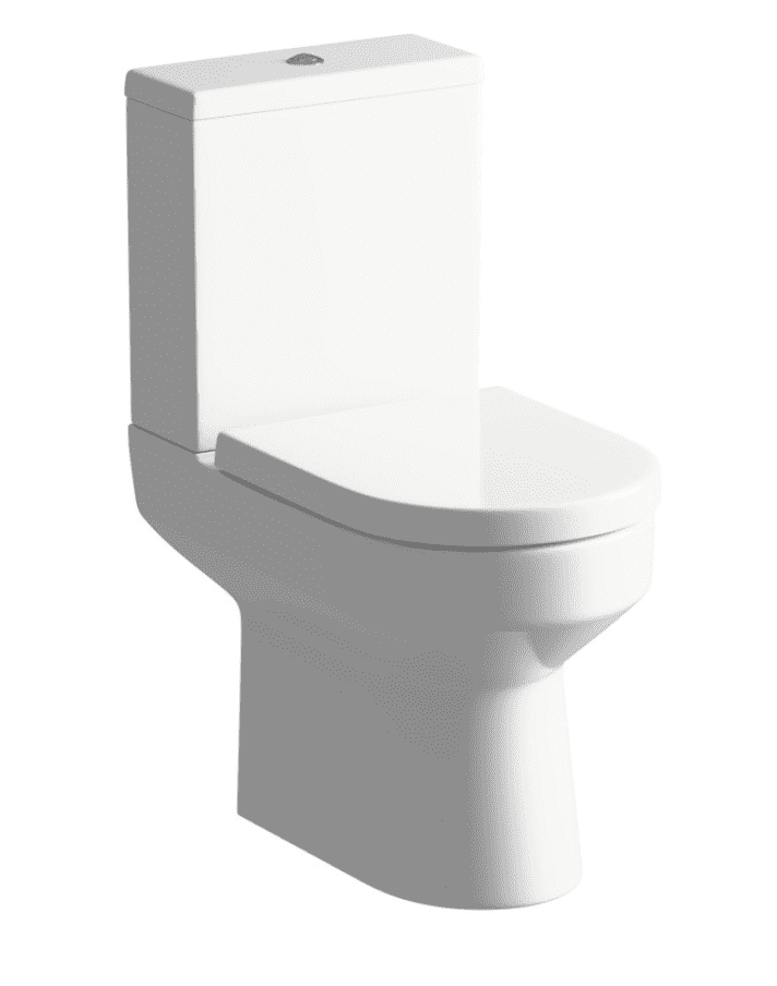 Serpens Rimless Open Back Close Coupled Toilet Inc Soft Close Seat