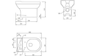 Serpens Rimless Open Back Close Coupled Toilet Inc Soft Close Seat