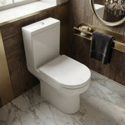 Serpens Rimless Open Back Close Coupled Toilet Inc Soft Close Seat