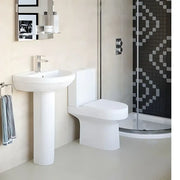 Serpens Rimless Open Back Close Coupled Toilet Inc Soft Close Seat