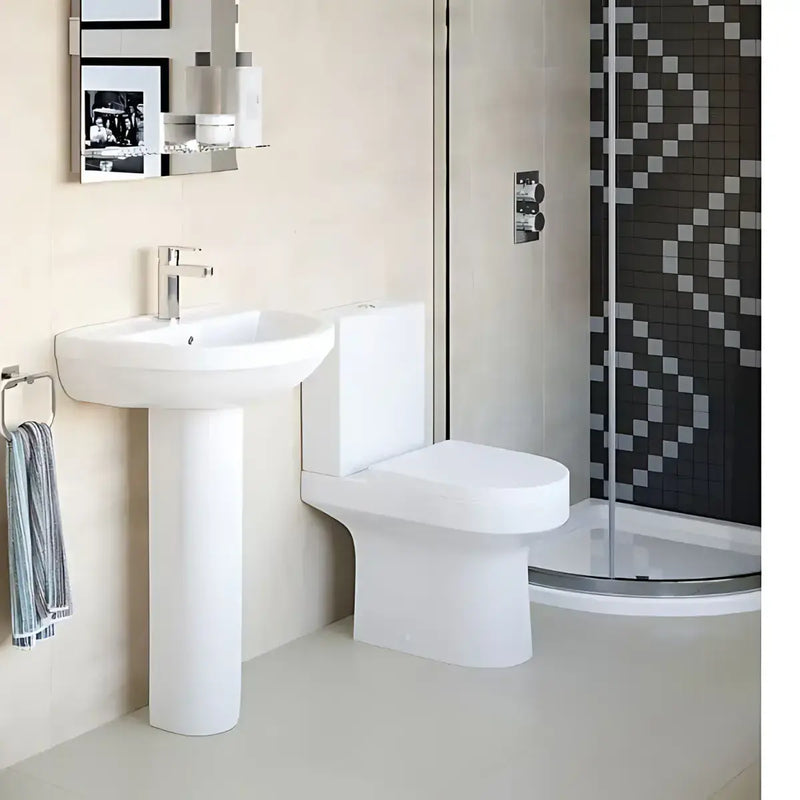 Serpens Rimless Open Back Close Coupled Toilet Inc Soft Close Seat