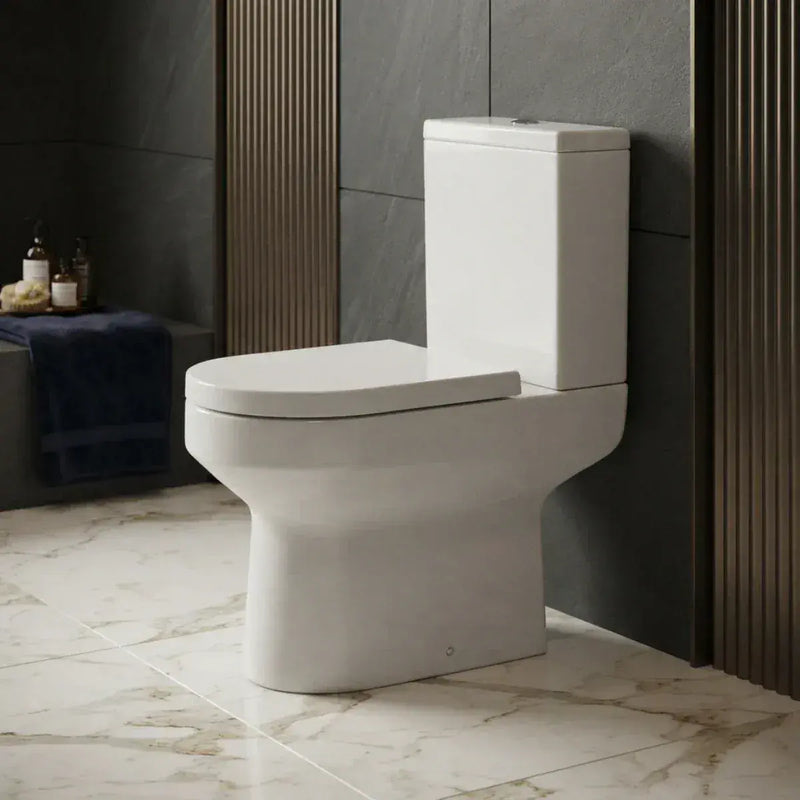 Serpens Rimless Open Back Close Coupled Toilet Inc Soft Close Seat