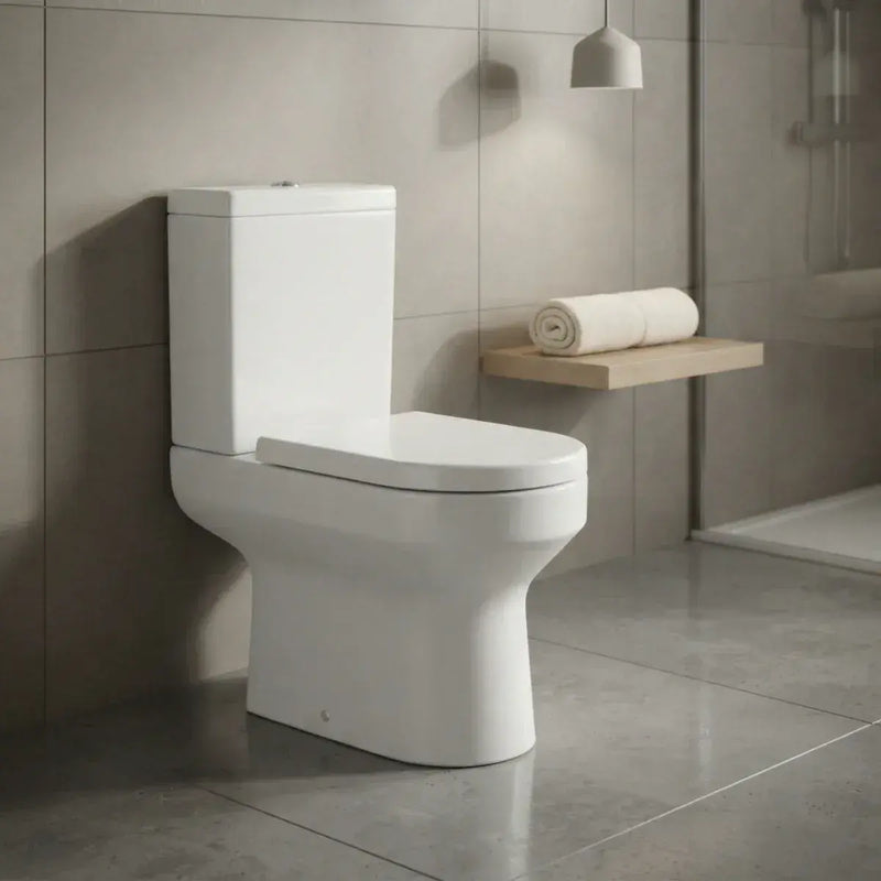 Serpens Rimless Open Back Close Coupled Toilet Inc Soft Close Seat
