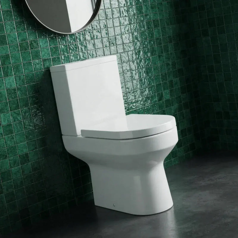 Serpens Rimless Open Back Close Coupled Toilet Inc Soft Close Seat