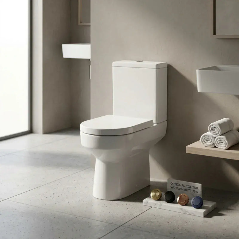 Serpens Rimless Toilet with Optional Colour WC Push Button