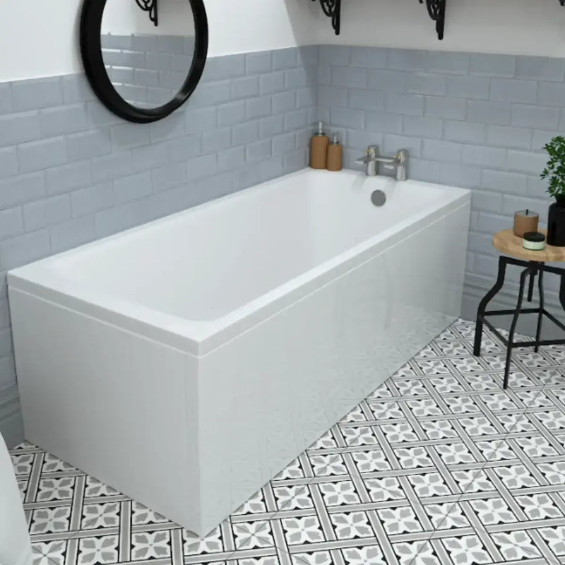 Serpens Vanity Unit Bathroom Pack with 1650x700mm Bath, Matt Black Screen and Dual Shower