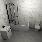 Serpens Vanity Unit Bathroom Pack with 1700x700mm Bath, Matt Black Screen and Dual Shower