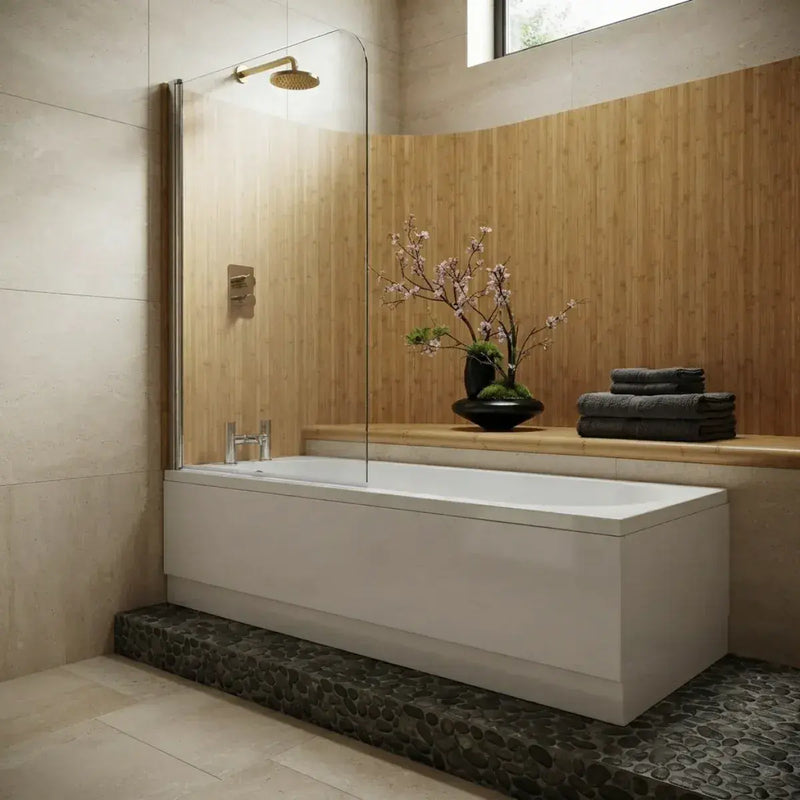 Shower Bath, Straight, Single Ended with Glass Screen, Panel - Standard / 1600