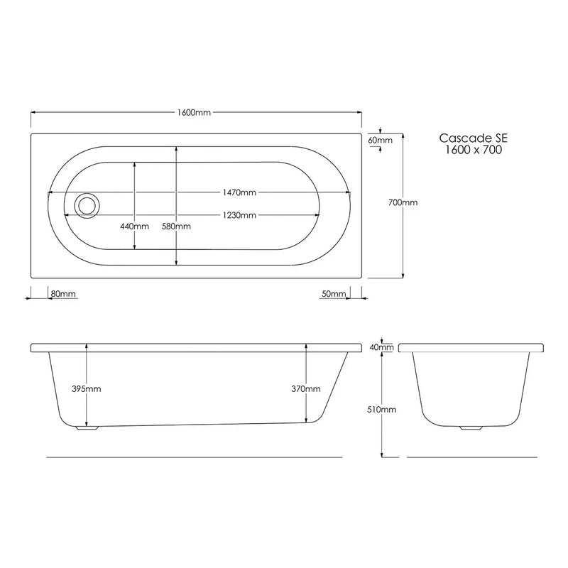 Shower Bath, Straight, Single Ended with Glass Screen, Panel - Supercast / 1700