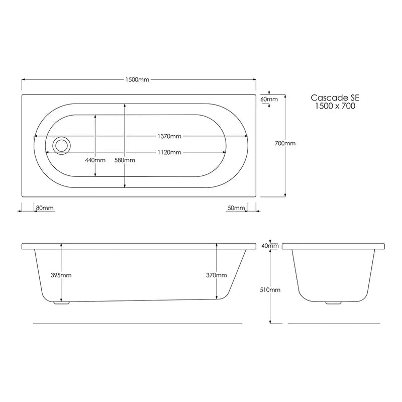Shower Bath, Straight, Single Ended with Glass Screen, Panel - Supercast / 1600