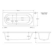 Shower Bath, Straight, Single Ended with Glass Screen, Panel - Standard / 1700
