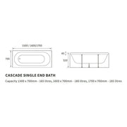 Shower Bath, Straight, Single Ended with Glass Screen, Panel - Supercast / 1600