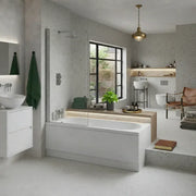 Shower Bath, Straight, Single Ended with Glass Screen, Panel - Supercast / 1500