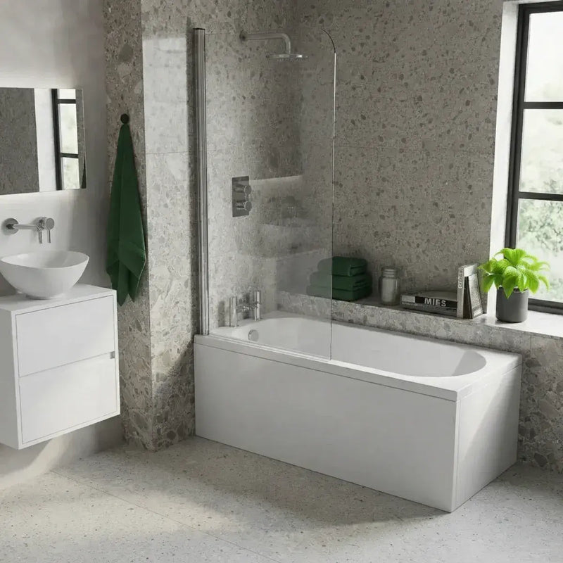 Shower Bath, Straight, Single Ended with Glass Screen, Panel - Standard / 1700
