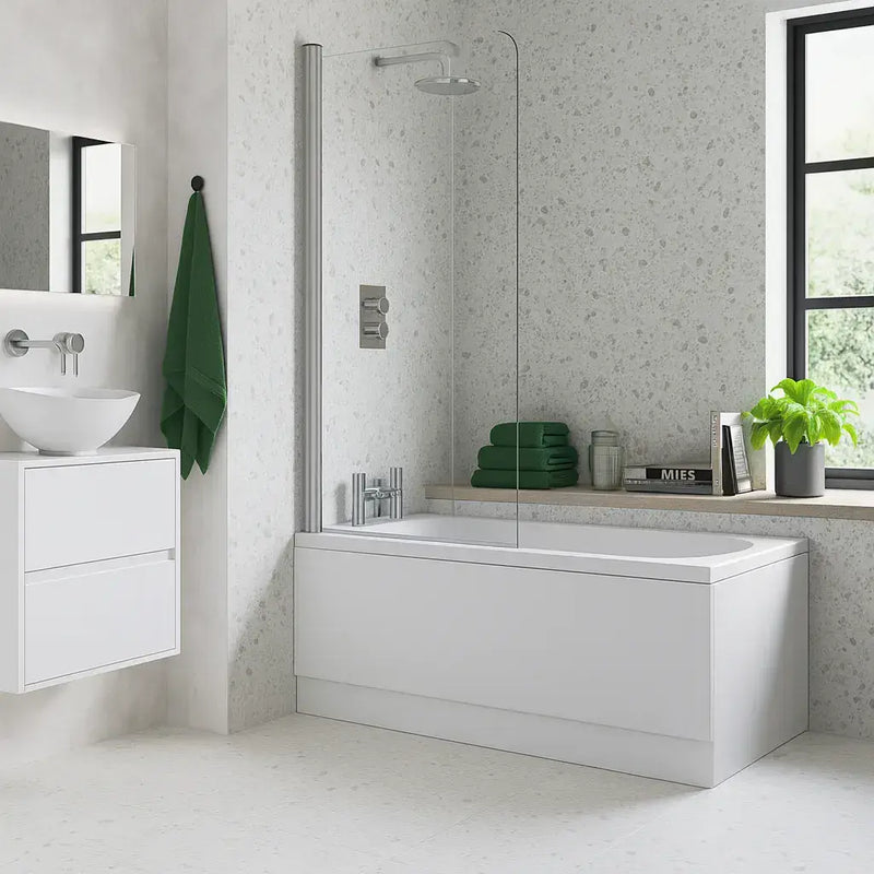 Shower Bath, Straight, Single Ended with Glass Screen, Panel - Supercast / 1600