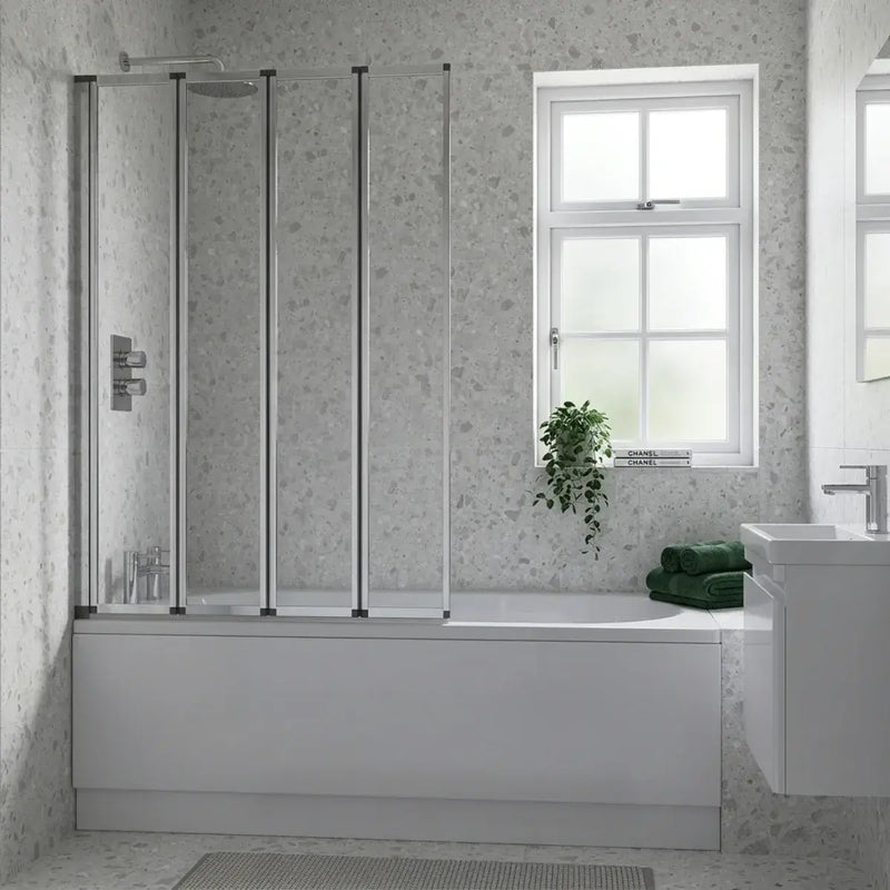Single Framed Four Fold Bath Screen