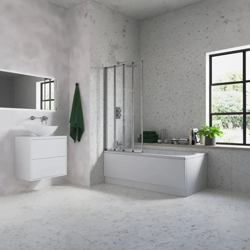 Single Framed Four Fold Bath Screen