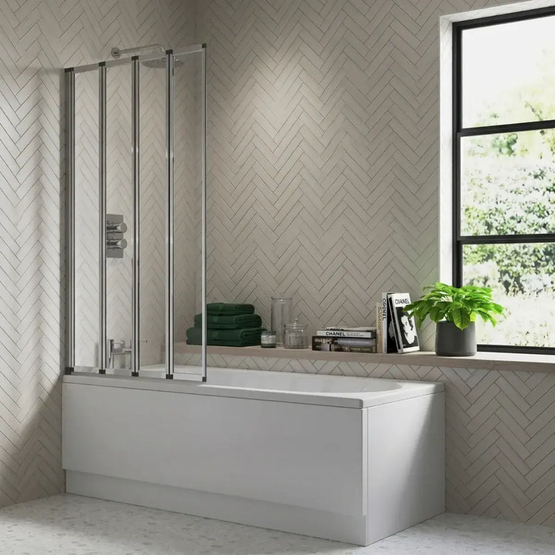 Single Framed Four Fold Bath Screen