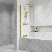 Single Straight Bath Screen - Brushed Brass Wall Profile