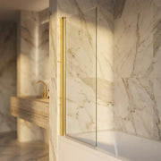 Single Straight Bath Screen - Brushed Brass Wall Profile