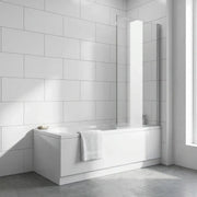 Single Straight Bath Screen - Chrome Wall Profile