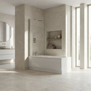 Single Straight Bath Screen with Towel Rail - Chrome Wall Profile