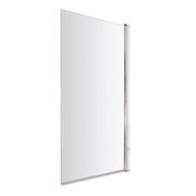 Single Straight Bath Screen with Towel Rail - Chrome Wall Profile