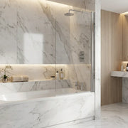 Single Straight Curved Top Bath Screen - Chrome Wall Profile