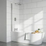 Single Straight Curved Top Bath Screen - Chrome Wall Profile