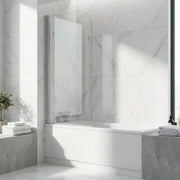 Single Straight Curved Top Bath Screen - Chrome Wall Profile