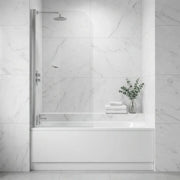 Single Straight Curved Top Bath Screen - Chrome Wall Profile