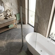 Single Straight Curved Top Bath Screen - Chrome Wall Profile