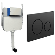 Slim Concealed Cistern with Optional Flush Plates - Rectangle Round Button Black