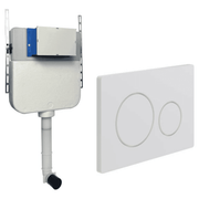 Slim Concealed Cistern with Optional Flush Plates - Rectangle Round Button White