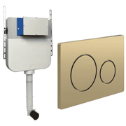 Slim Concealed Cistern with Optional Flush Plates - Rectangle Round Button Brushed Bronze