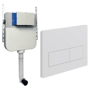 Slim Concealed Cistern with Optional Flush Plates - Rectangle Square Button White